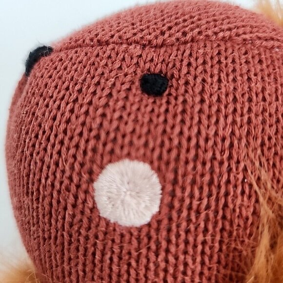 West Elm Knit Lion Plush Stuffed Animal Soft Crib Toy Brown Sewn Eyes 16" Floppy - Picture 12 of 13